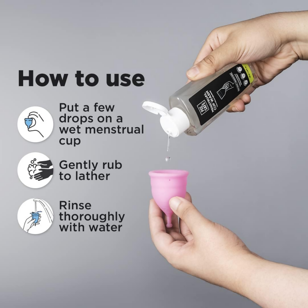 Pee Safe Menstrual Cup Medium Size + Sterilizing Container + Menstrual Cup Wash | Grocsy