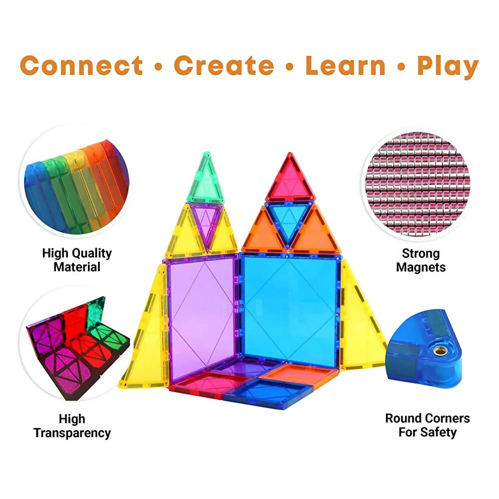 Kipa MagPlay Build A Castle 60 Pcs Magnetic Tiles Set with Storage Container, Constructing and Creative Learning Educational Toy with BagPack for Kids | Grocsy