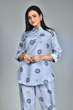 Morchari Digital Print Semi Muslin Co-Ord Set Top & Trouser-Multicolor | Grocsy