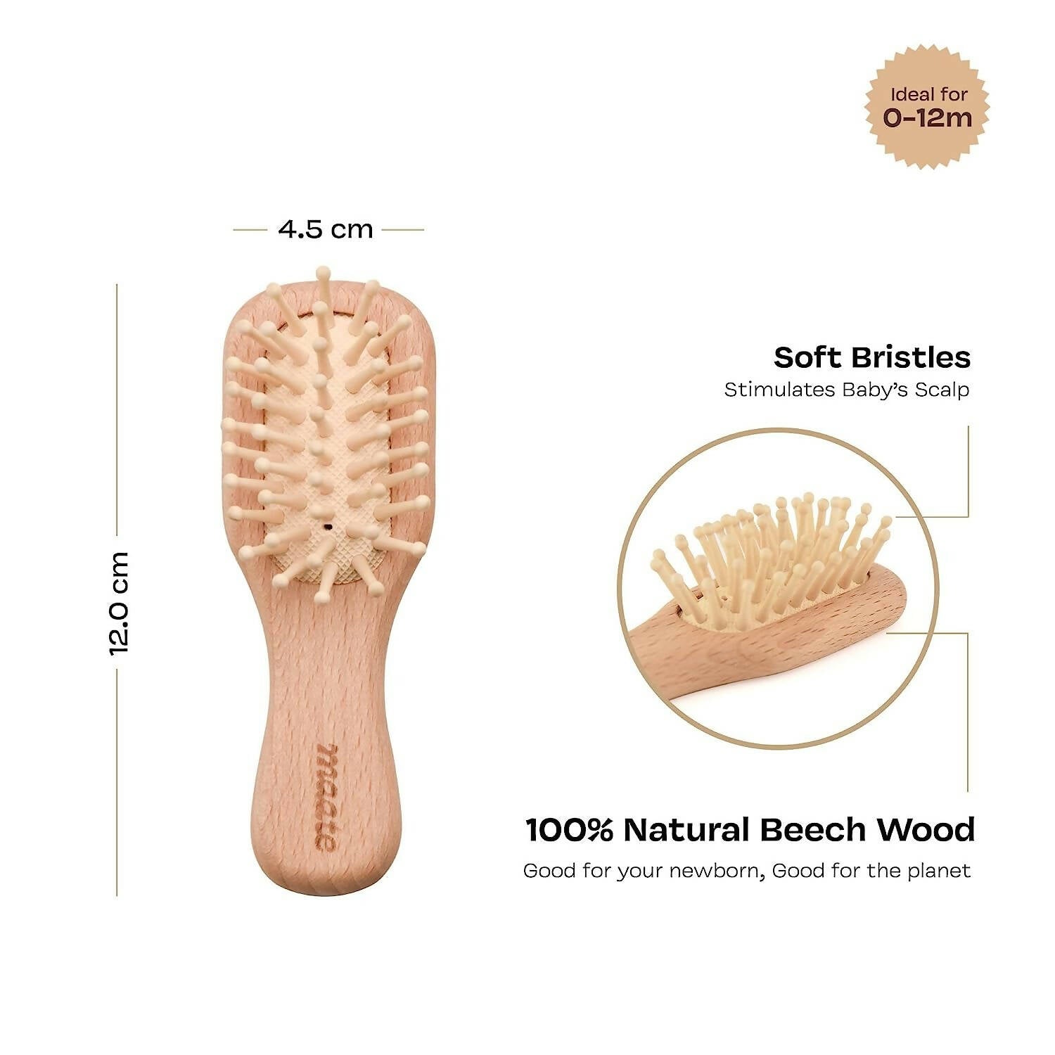 Maate Baby Wooden Comb Set | Beechwood Comb and Hair Brush | Grocsy
