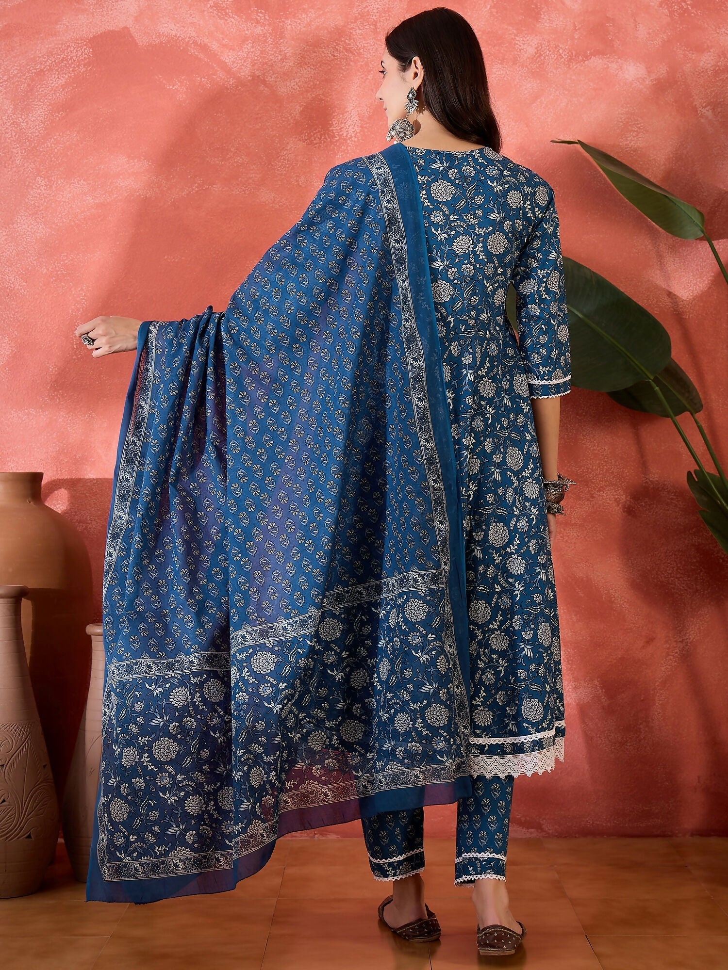 Joban Fashion Printed Blue Pure Cotton Kurta Set | Grocsy