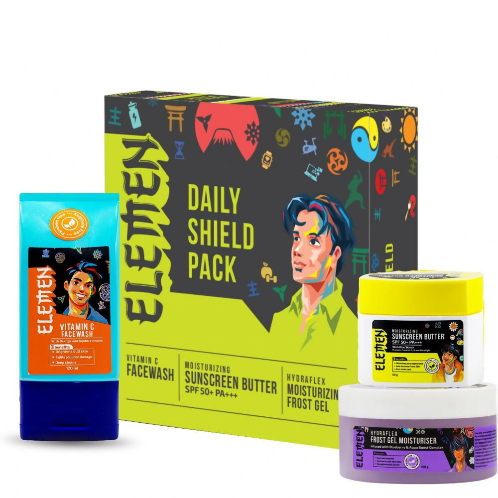 Elemen Daily Shield Pack: Facewash + Moisturiser + Sunscreen | Grocsy