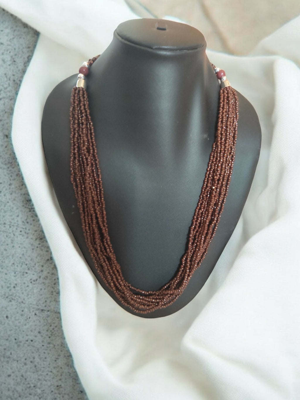 Inhanns Bloom Handmade Beaded Only Necklace - 12 Layers - Coffee Necklace | Grocsy