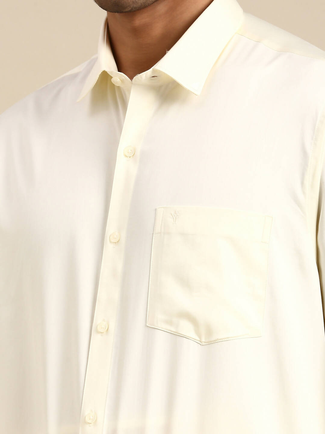 Ramraj Cotton Mens Cotton Cream Colour Full Sleeve Shirt | Grocsy