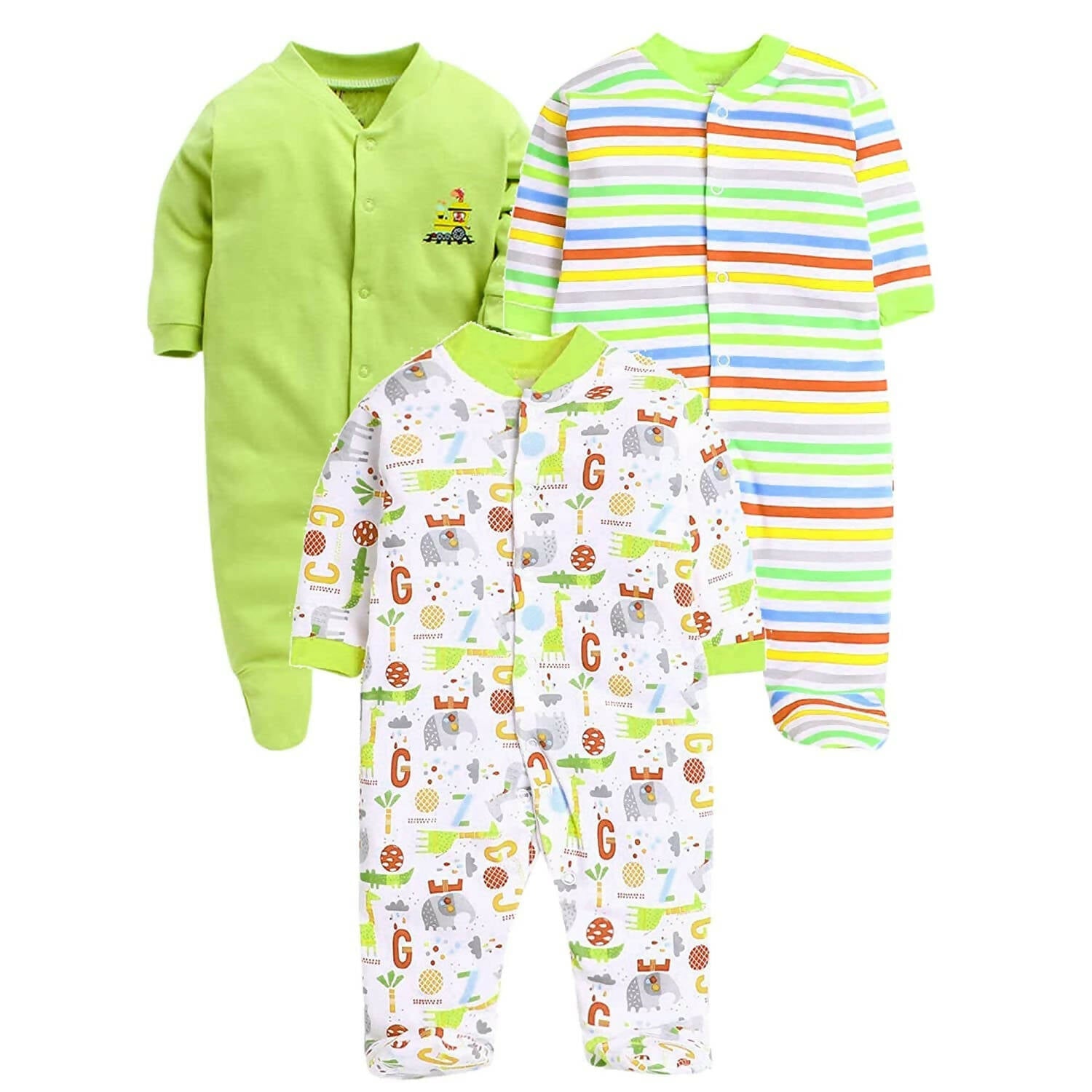 Daddy - G Rompers/Sleepsuits/Jumpsuit /Night Suits for New Born Babies - Green | Grocsy