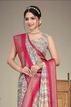 PR Fashion Multi Heavy Rich Cotton Silk Digital Print & Jacquard Saree | Grocsy
