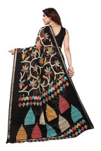 Vamika Black Linen Zari Border Saree | Grocsy
