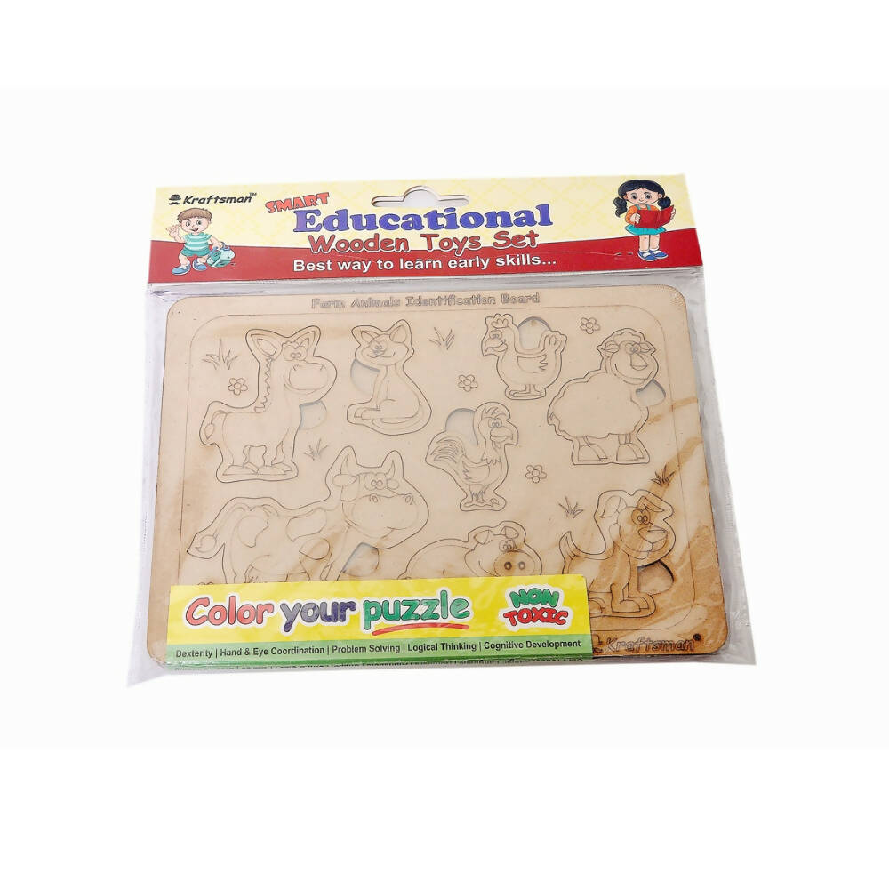Kraftsman Farm Animals Identification Puzzle Board With Color Kit Included | Grocsy