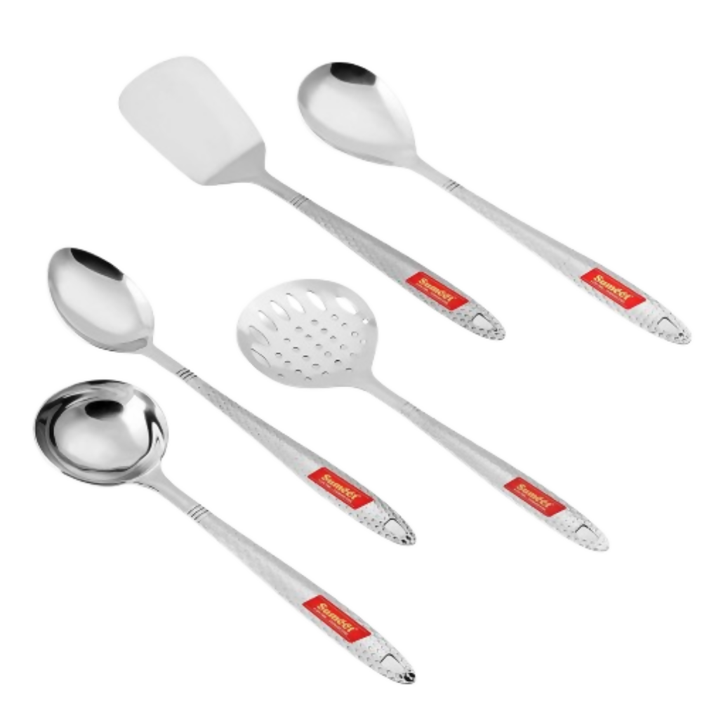 Sumeet Stainless Steel Big Serving and Cooking Spoon Set | Grocsy