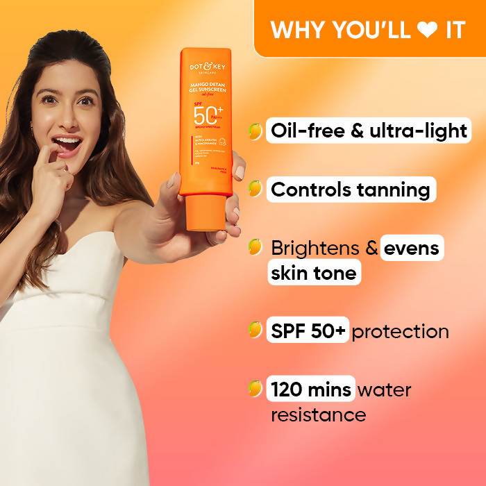 Dot & Key Mango Detan Oil-Free Sunscreen Gel SPF 50+ PA+++ | Grocsy