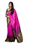 DEIANA'S Beautiful Designer Golden zari Soft Lichi Silk Saree - Pink | Grocsy