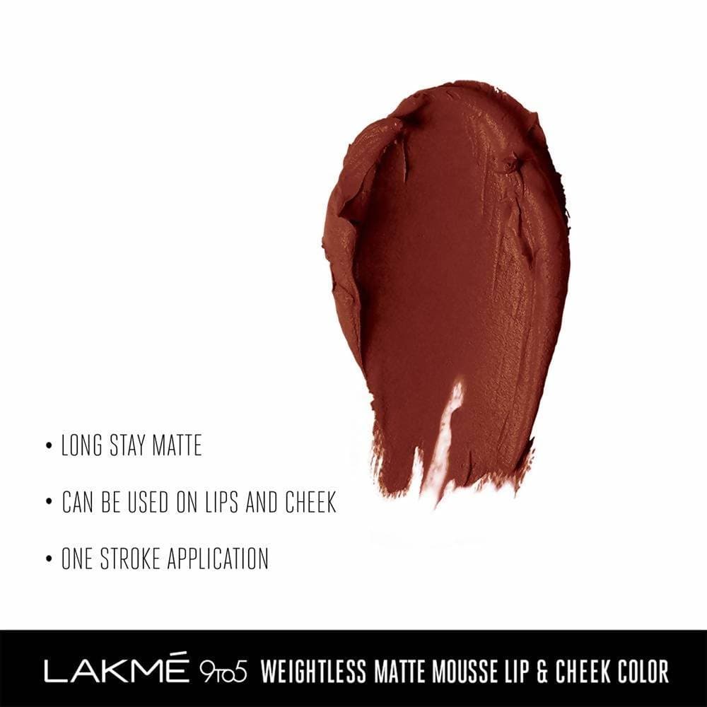 Lakme 9 To 5 Weightless Matte Mouse Lip & Cheek Color - Chocolate Mousse | Grocsy