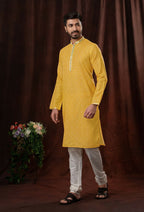 Joban Fashion Yellow Art Silk Kurta Pyjama | Grocsy