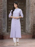 Juniper Women`s Lilac Cotton Flex Solid A-Line Kurta | Grocsy