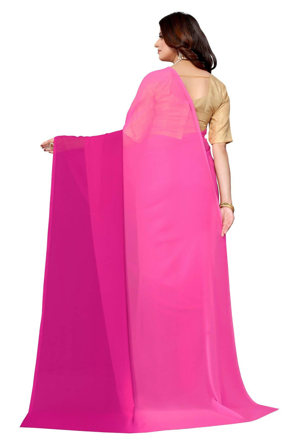 Vamika Pink Half N Half Georgette Saree | Grocsy