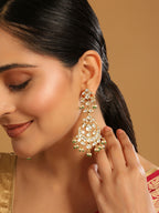 Nuyug 22K Gold Plated Chandbali Stone Drop Kundan Earrings | Grocsy