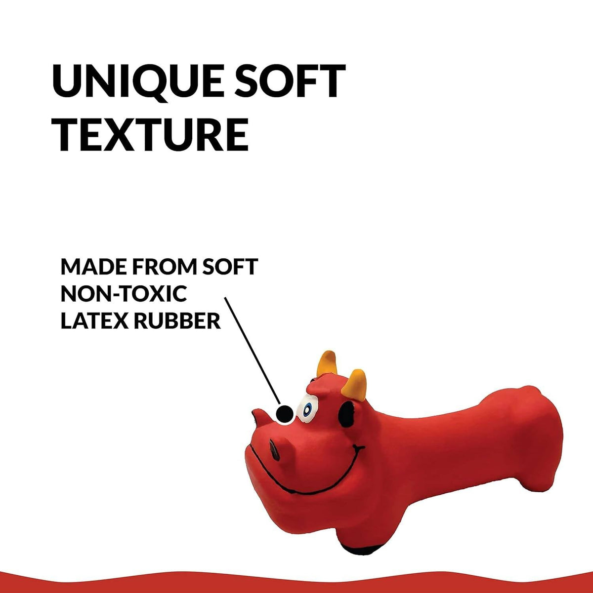 Goofy Tails Latex Dog Toys - Bull (Red) | Grocsy