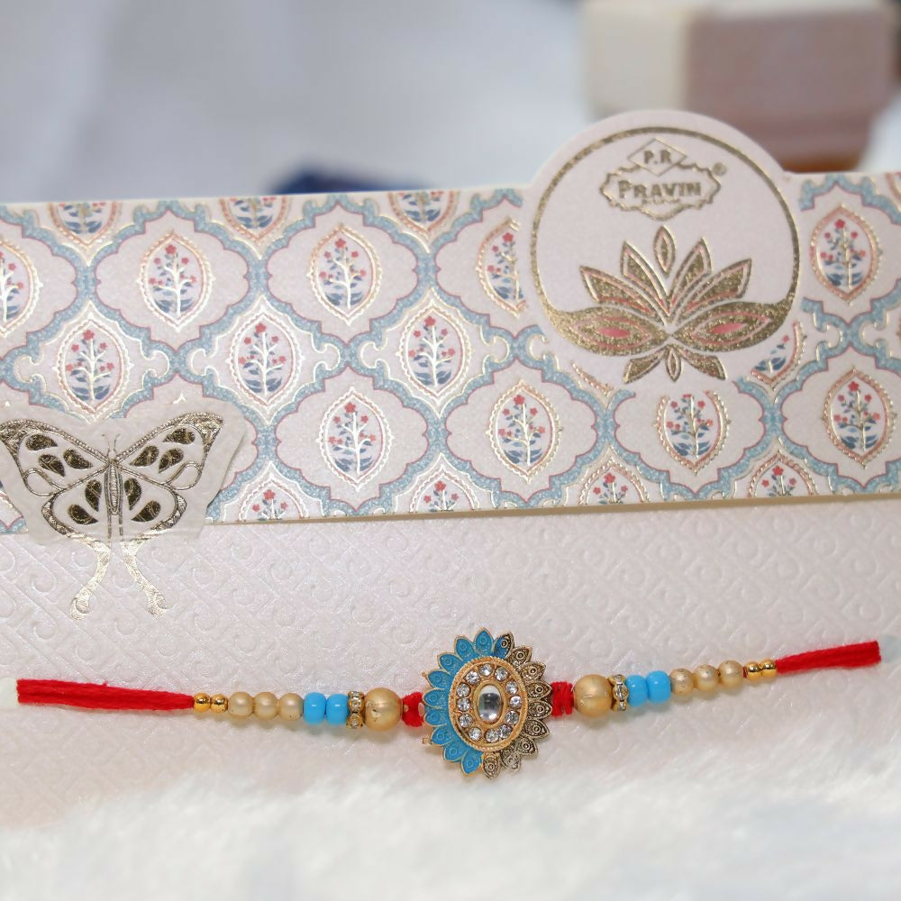 Indianvibez Designer Stone Rakhi With Colourful Beads | Grocsy