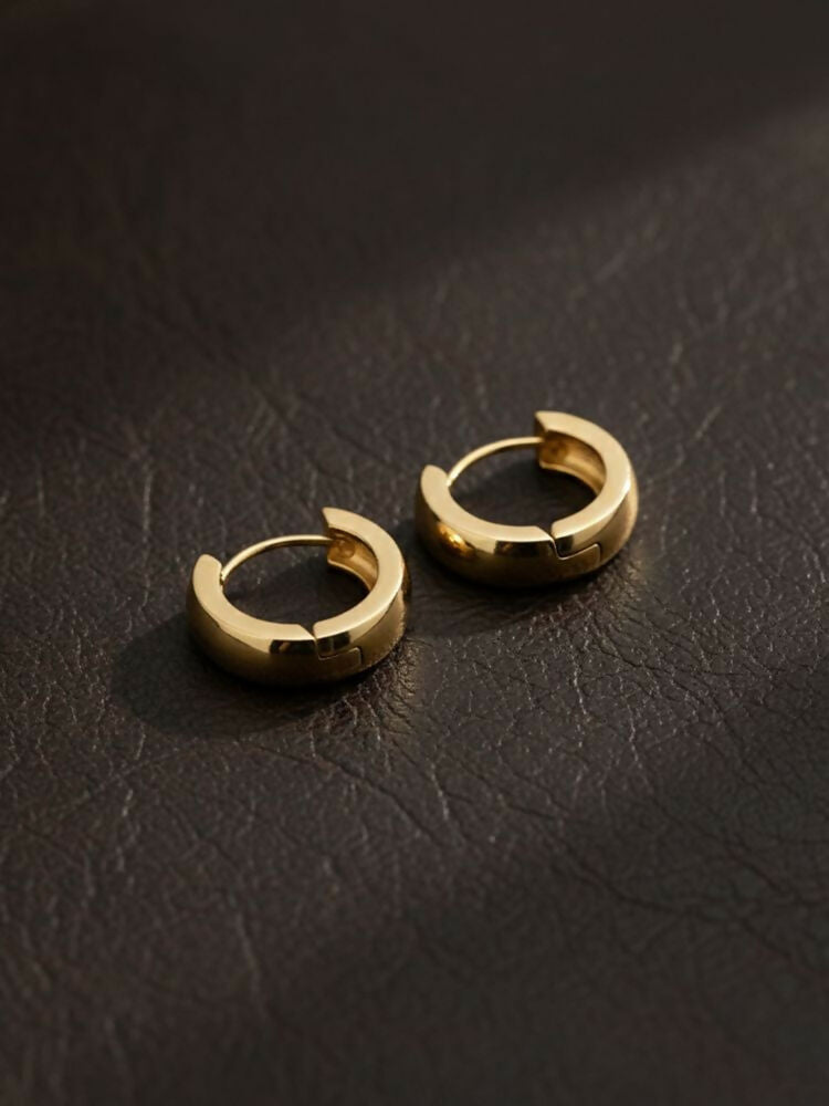 NVR Men's Gold Plated Hoop Earrings | Grocsy