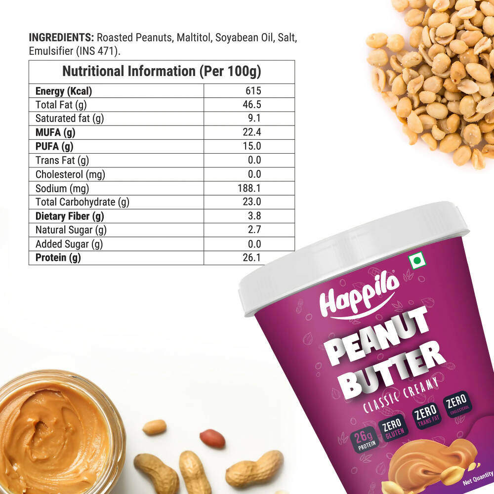 Happilo Classic Peanut Butter Creamy | Grocsy