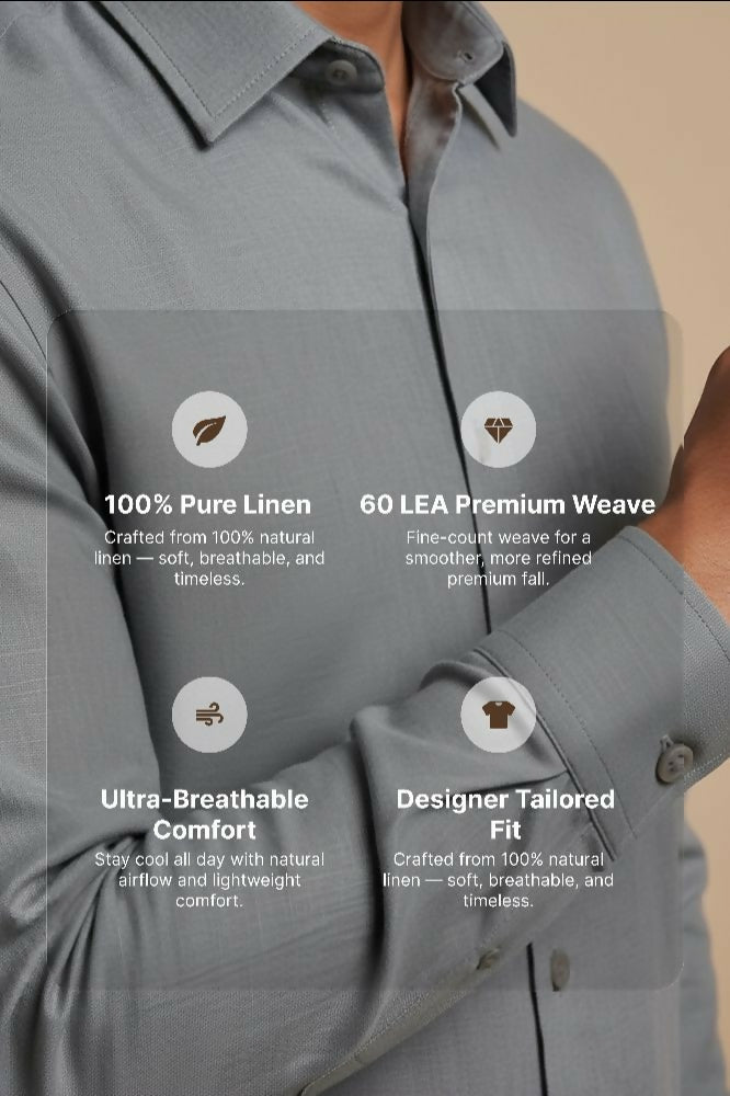 Driftline — Grey Cotton Shirt by Hilo Design | Grocsy