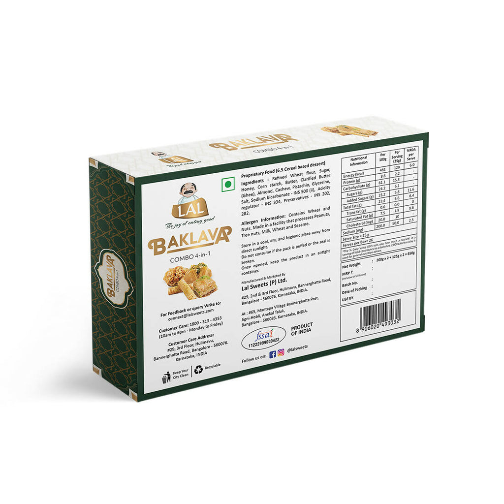 Lal Sweets Baklava 4-in-1 | Grocsy