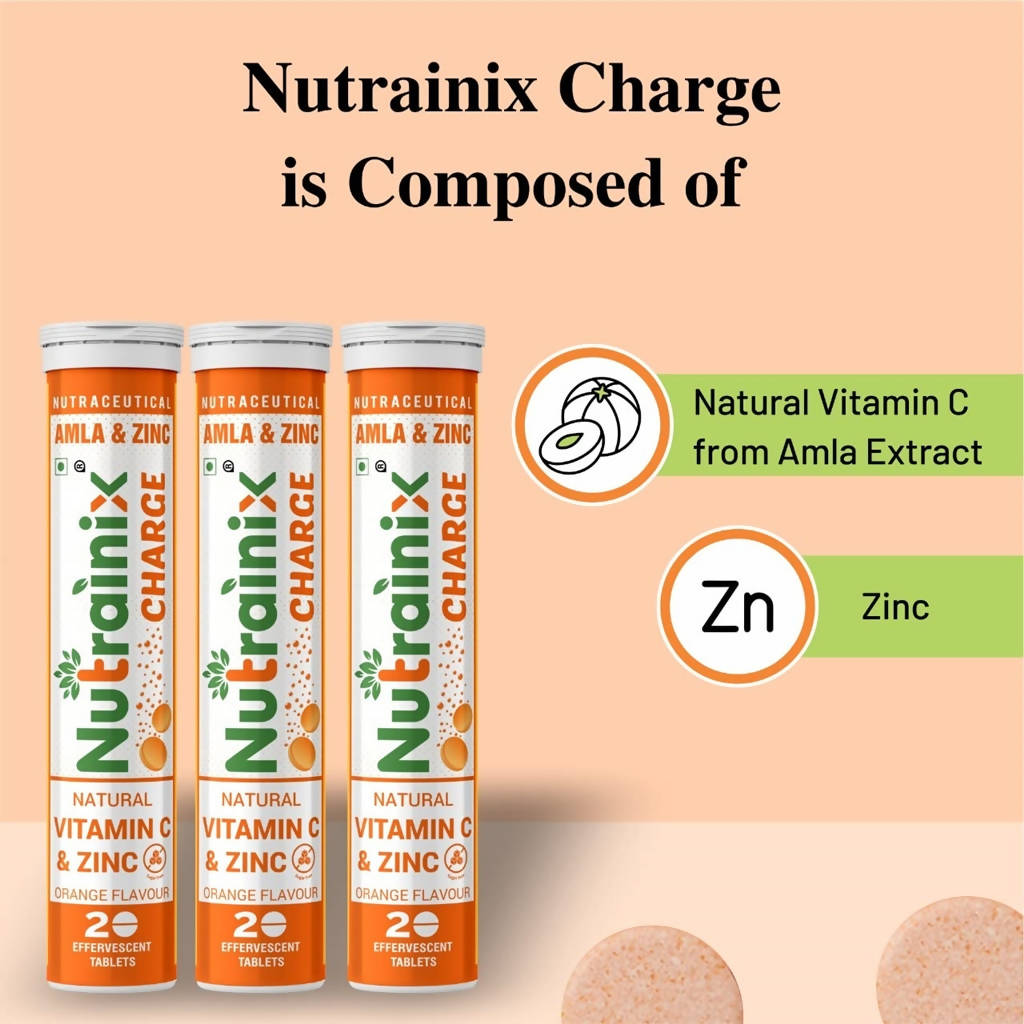 Nutrainix Charge Natural Vitamin C & Zinc Tablets | Grocsy