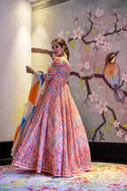 Partywear Designer Blue Pure Maslin Gown - Anbazaar | Grocsy
