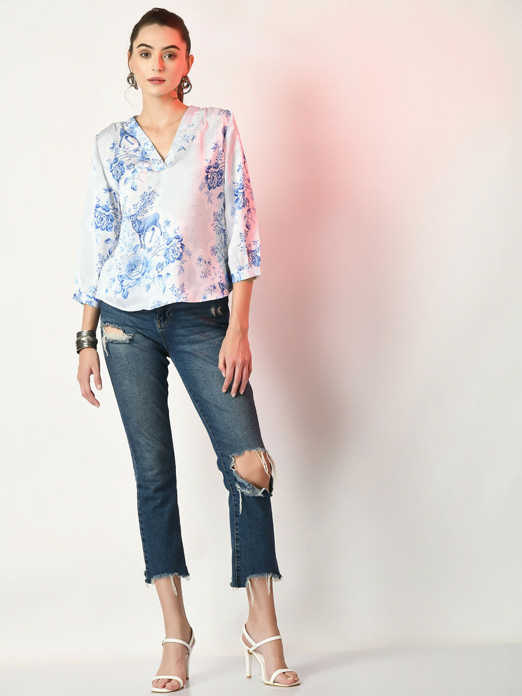 Myshka Women's White Printed Top | Grocsy
