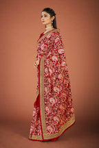 Vamsee Maroon Organza Saree | Grocsy
