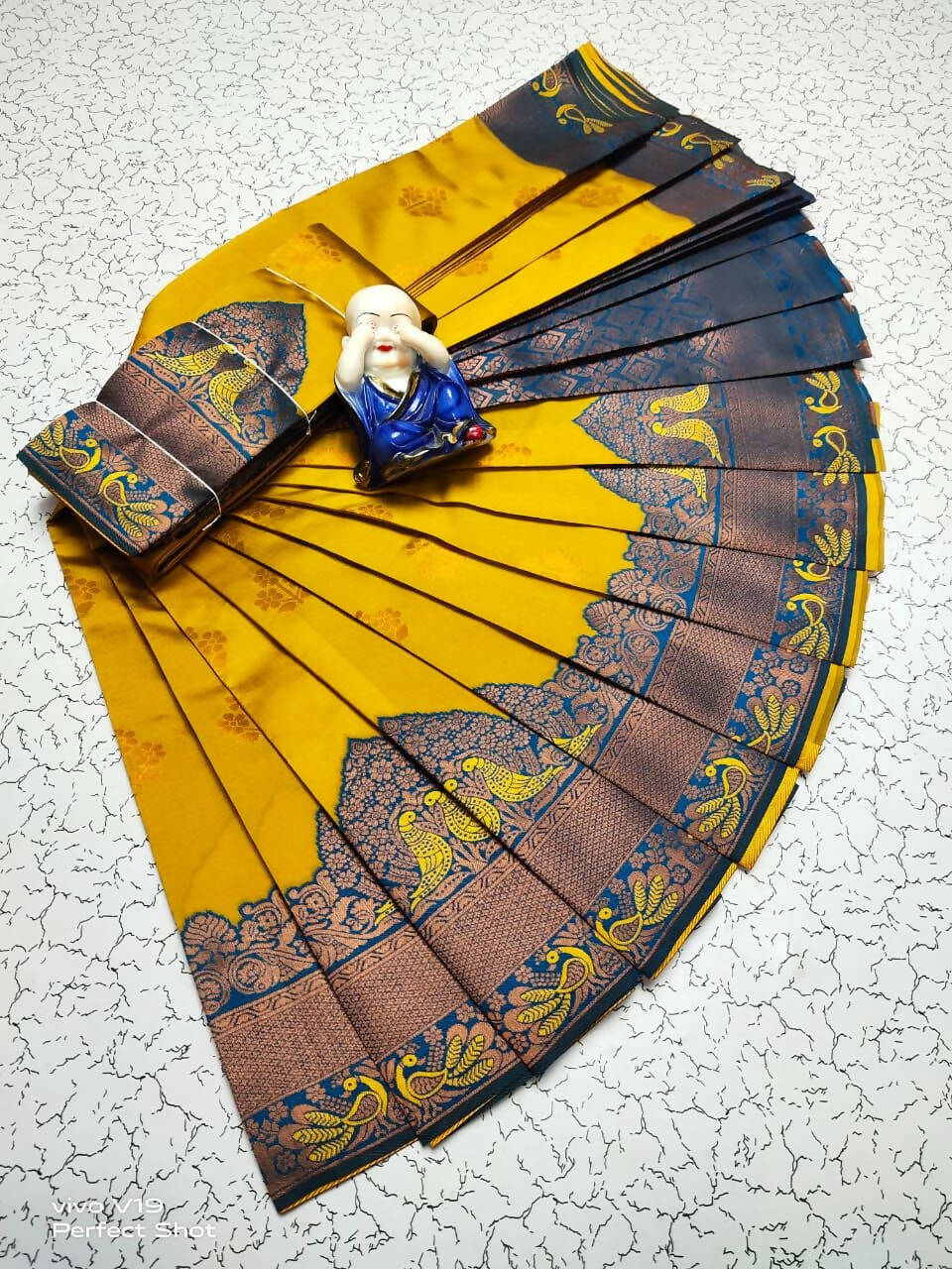 DEIANA'S Beautiful Designer Golden zari Soft Lichi Silk Saree - Yellow | Grocsy