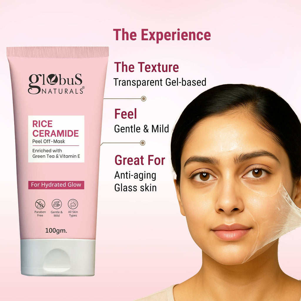 Globus Naturals Rice Ceramide Peel Off Mask, For Hydrated Glow Skin | Grocsy