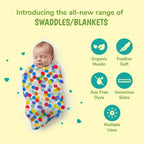 Kindermum Organic Cotton Muslin Swaddle Blanket 110 Cm X 110 Cm - Set Of 3 | Grocsy