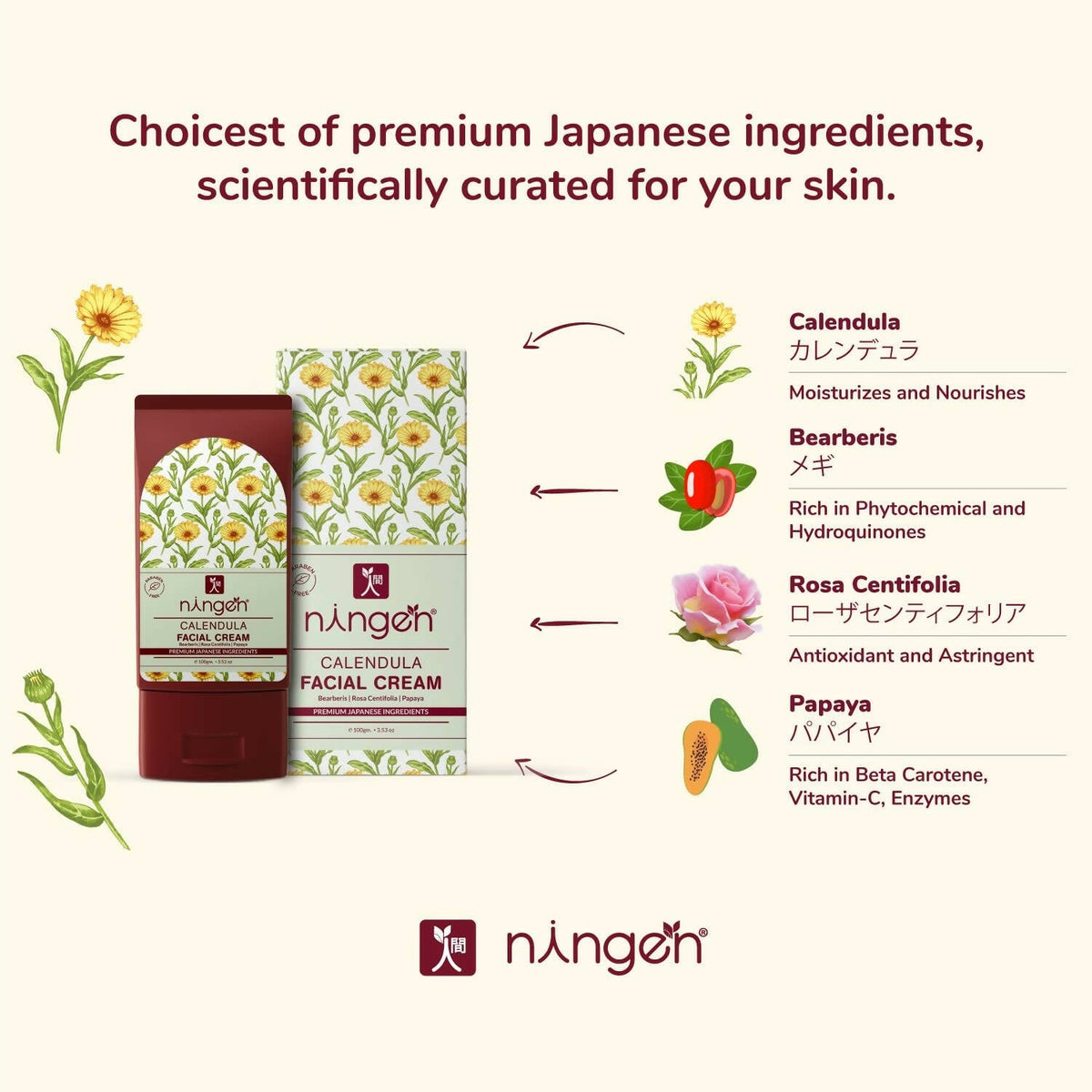 Ningen Calendula Facial Cream | Grocsy