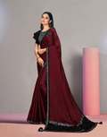 Maroon Dual Tone Silk Georgettesequins Embroidery & Handwork Butta Saree - Norita Hit | Grocsy