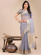 Shree Shyam Fashion Seoul Grey Organza Saree | Grocsy
