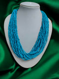 Inhanns Handmade Beaded Multilayer Necklace, 20 Layers - Skay Blue | Grocsy