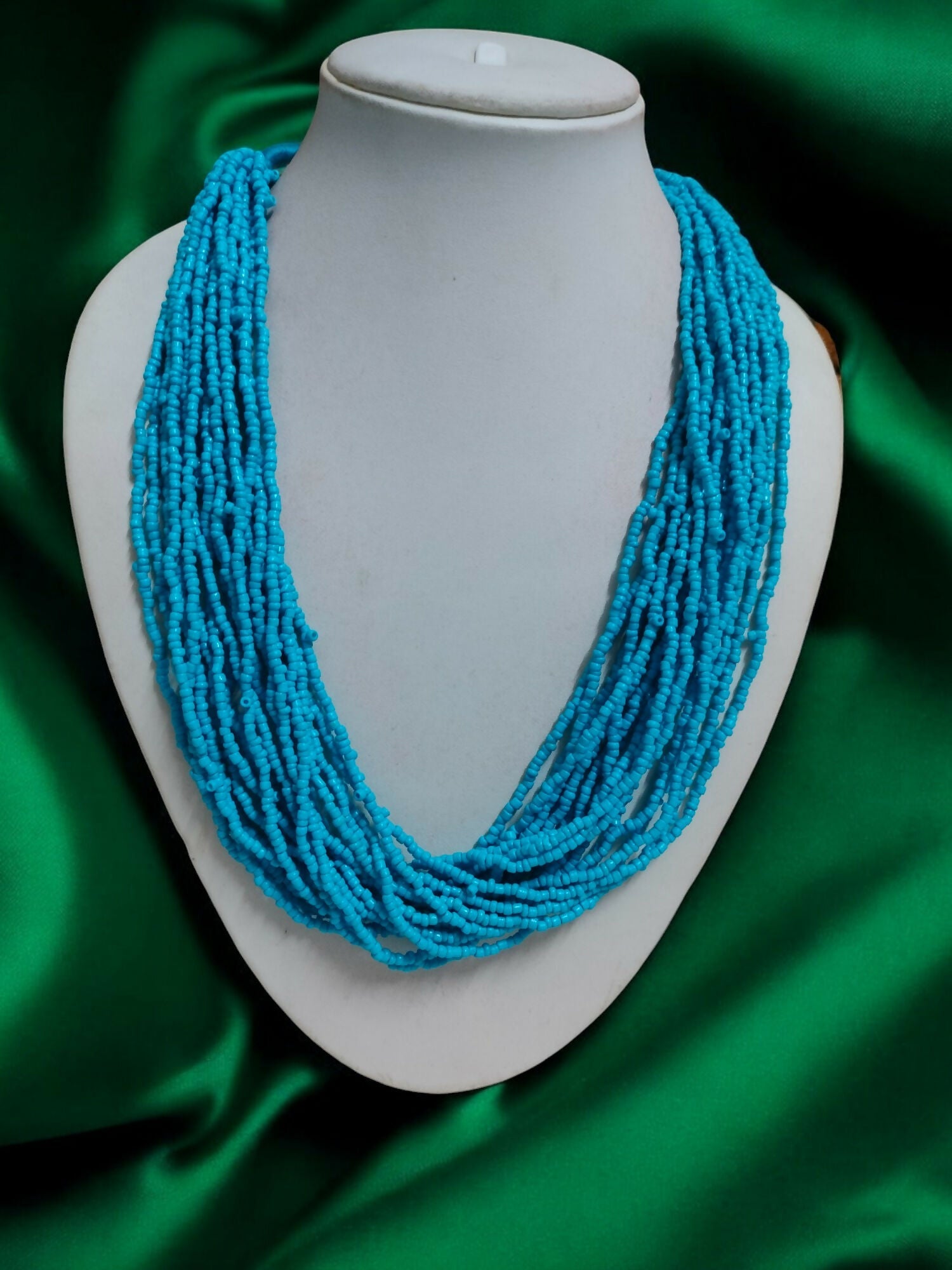 Inhanns Handmade Beaded Multilayer Necklace, 20 Layers - Skay Blue | Grocsy