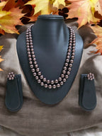 Inhanns Everyday Workwear Pearl Set (Double Layered Pearls) - Chocolate | Grocsy