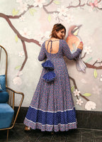 Jyoti Fashion Women's Navy Blue Heavy Digital Printed Cotton Silk Anarkali Dress | Grocsy