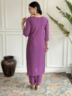 Purple Viscose chanderi Stitched Suit With Dupatta - Tanisha | Grocsy