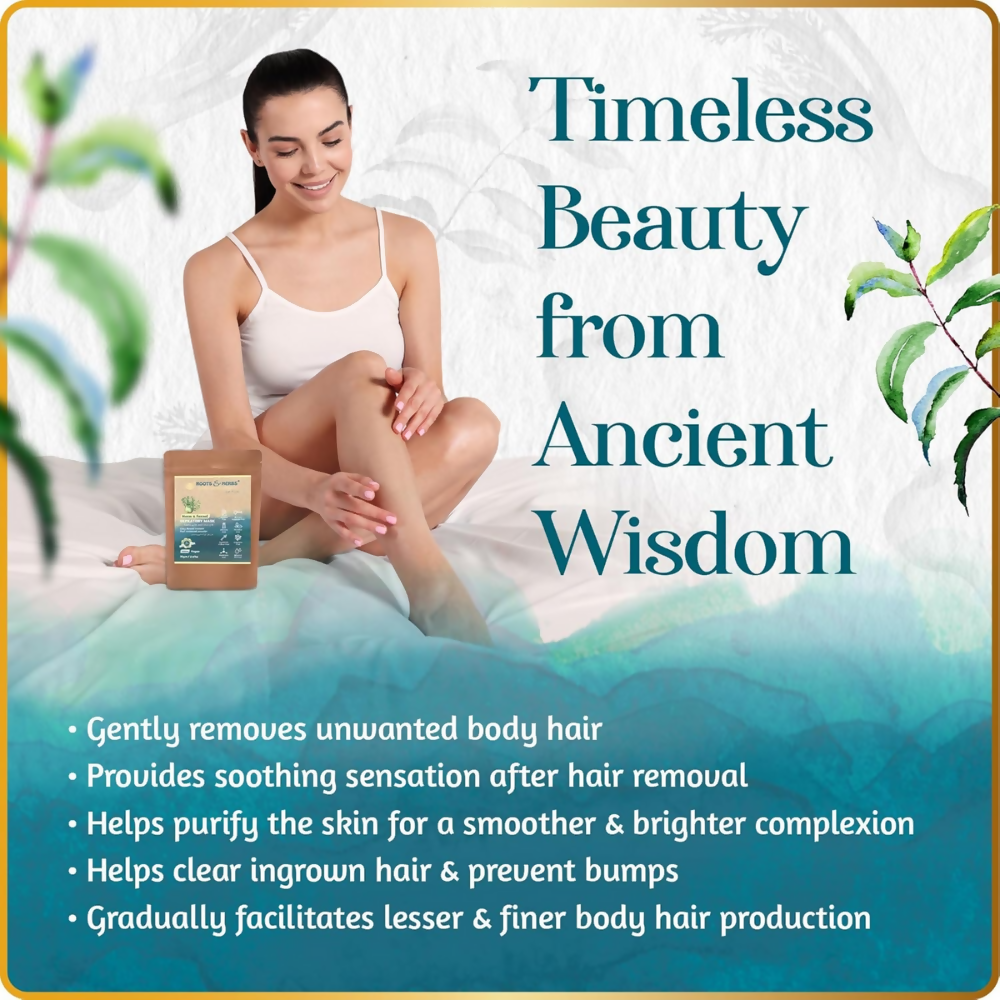 Roots and Herbs Neem and Fennel Depilatory Ubtan for Hair Removal | Grocsy