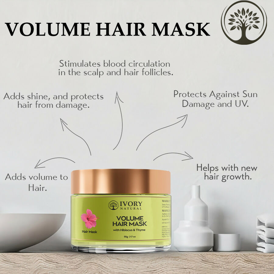 Ivory Natural Hair Volume Mask - Hair Volume And Length For Both Men & Women | Grocsy