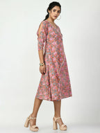 Myshka Women's Multi Floral Printed A-Line Dress | Grocsy