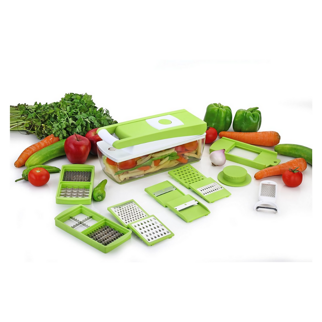 Signoraware 14 in 1 Multi-Purpose Vegetable and Fruit Chopper - Multicolour, Plastic Body | Grocsy