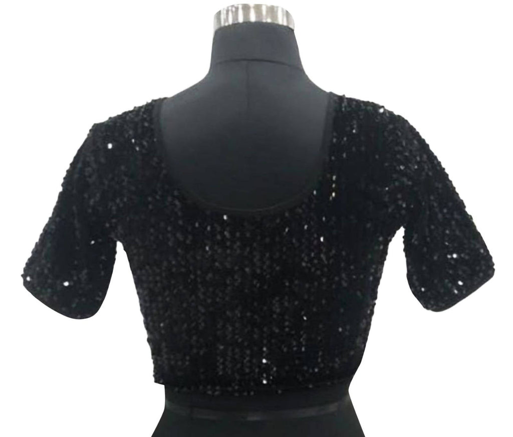Vamika Black Velvet Sequence Blouse | Grocsy