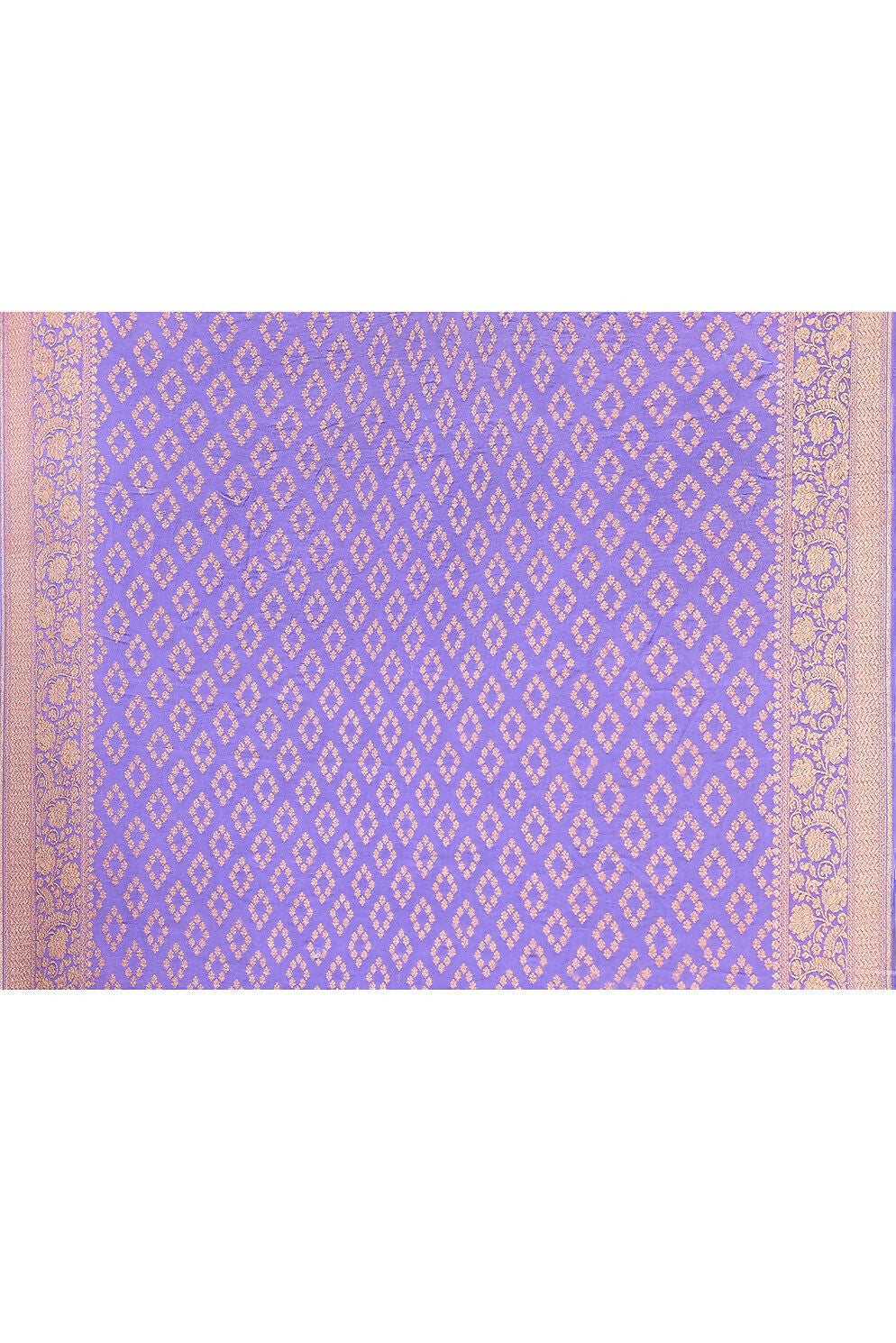 Joban Fashion Shade Of Orchid Crepe Chiffon Pure Handloom Banarasi Silk Saree | Grocsy