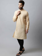 Even Apparels Beige Color Pure Cotton Men's Kurta With Side Placket (CHK1200) | Grocsy