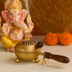 Not Available Handcrafted Metal Dhoop Dani Incense Burner - Golden Color | Grocsy