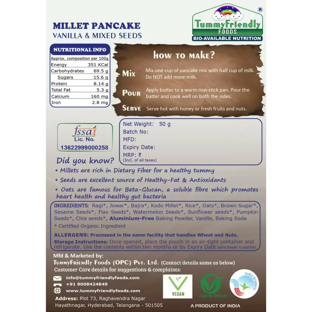 TummyFriendly Foods Aluminium-Free Millet Pancake Mixes Trial Packs with Chocolate, Nuts, Seeds, Veggies | Grocsy